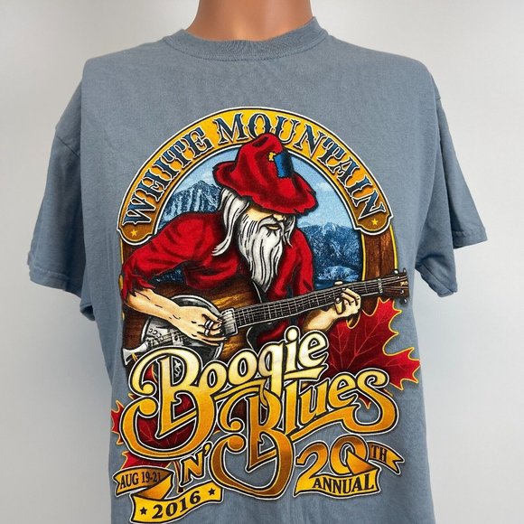 White Mountain Boogie N Blues Festival 20th Annual T Shirt New Hampshire Blue M - Picture 1 of 4